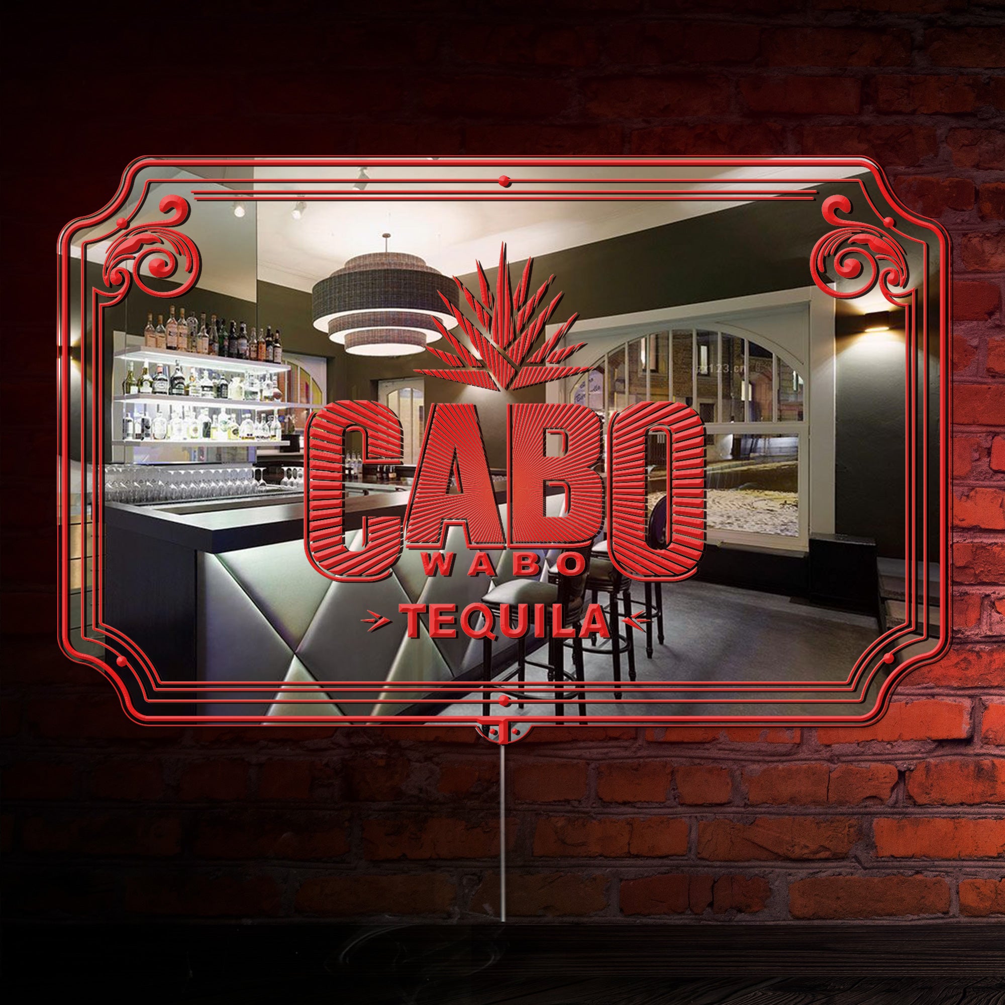 Cabo Wabo Tequila RGB LED Neon Sign with Elegant Mirror Backing