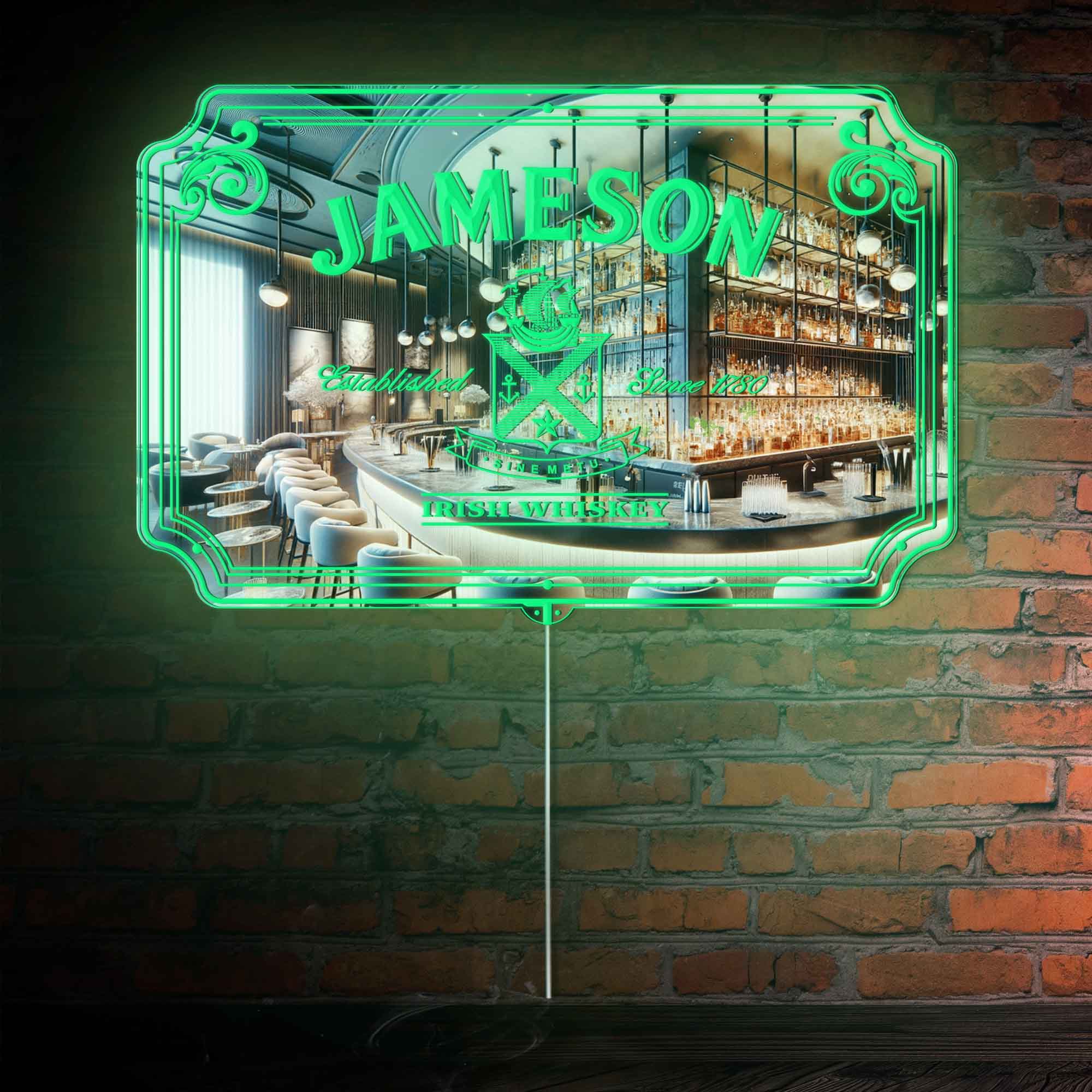 Jameson Irish Whiskey RGB LED Neon Sign with Elegant Mirror Backing