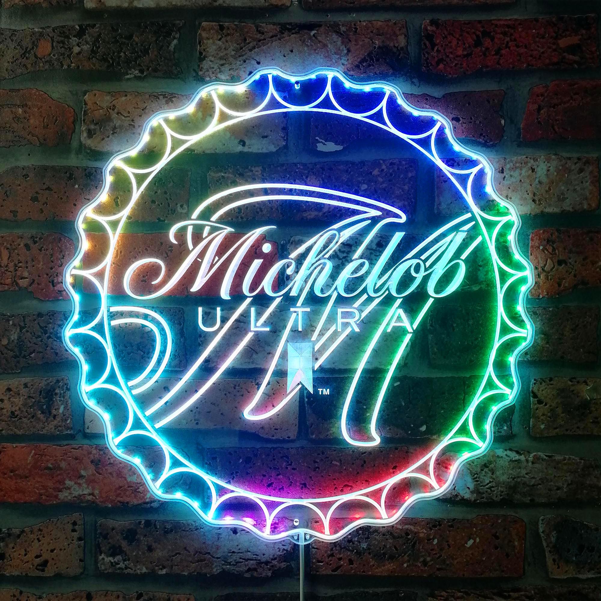 Michlob Ultra Bottle Cap Dynamic RGB Edge Lit LED Sign