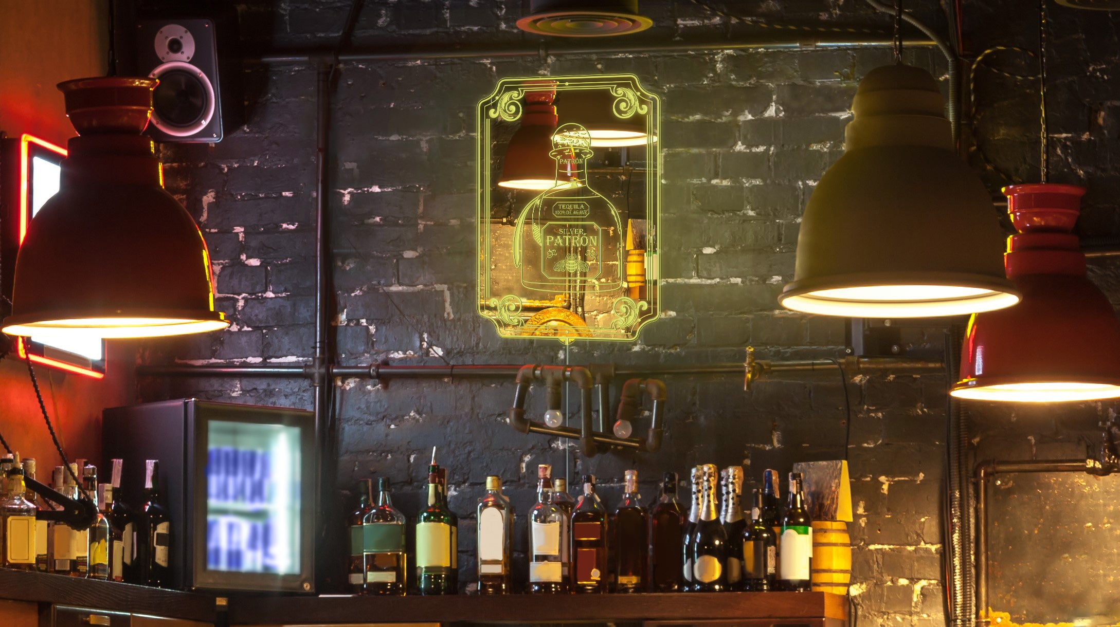 Patron Tequila RGB LED Neon Sign with Elegant Mirror Backing