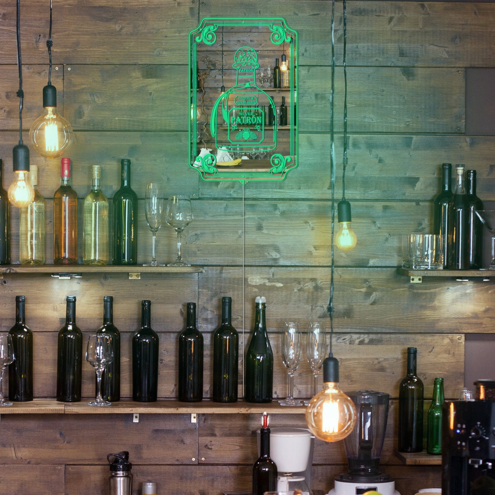 Patron Tequila RGB LED Neon Sign with Elegant Mirror Backing