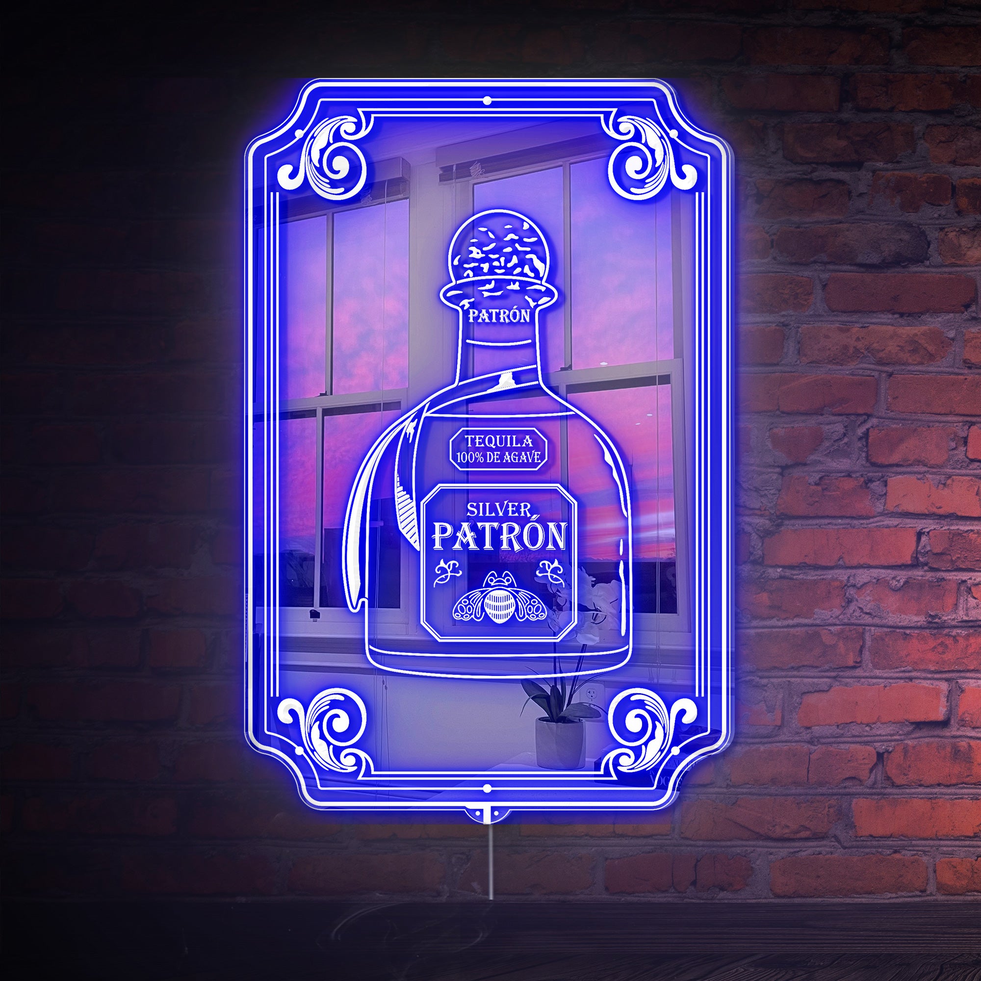 Patron Tequila RGB LED Neon Sign with Elegant Mirror Backing