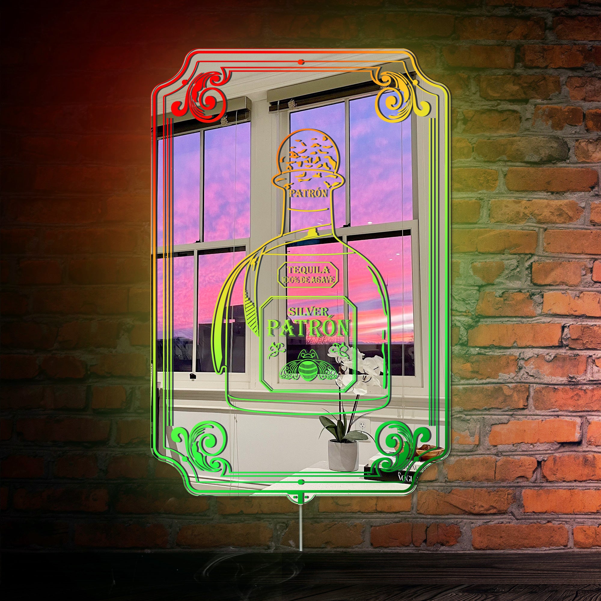 Patron Tequila RGB LED Neon Sign with Elegant Mirror Backing