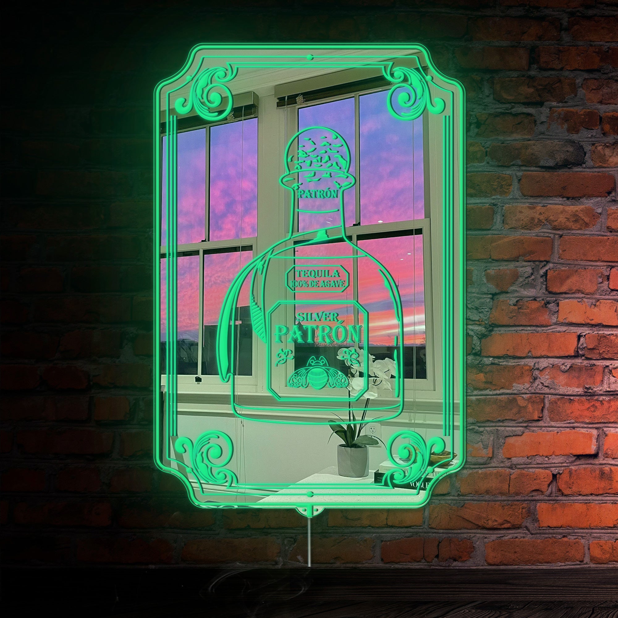 Patron Tequila RGB LED Neon Sign with Elegant Mirror Backing