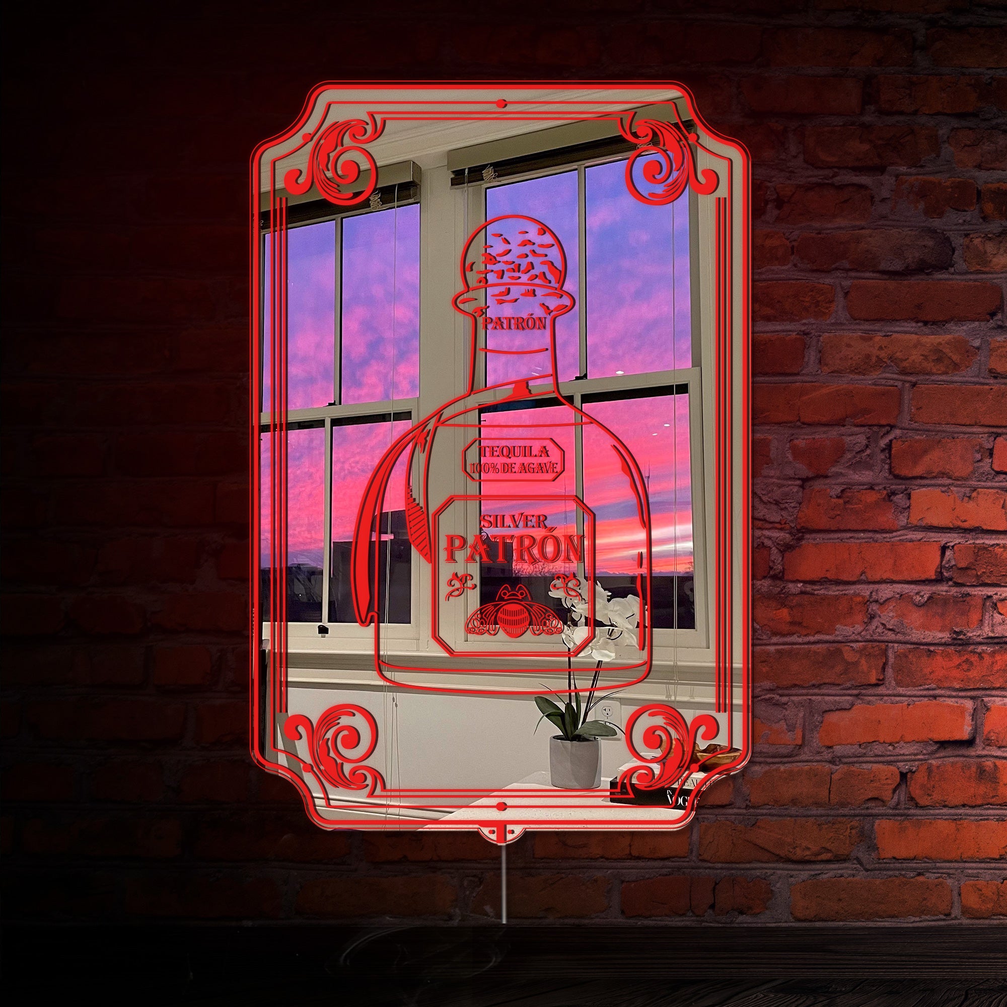 Patron Tequila RGB LED Neon Sign with Elegant Mirror Backing