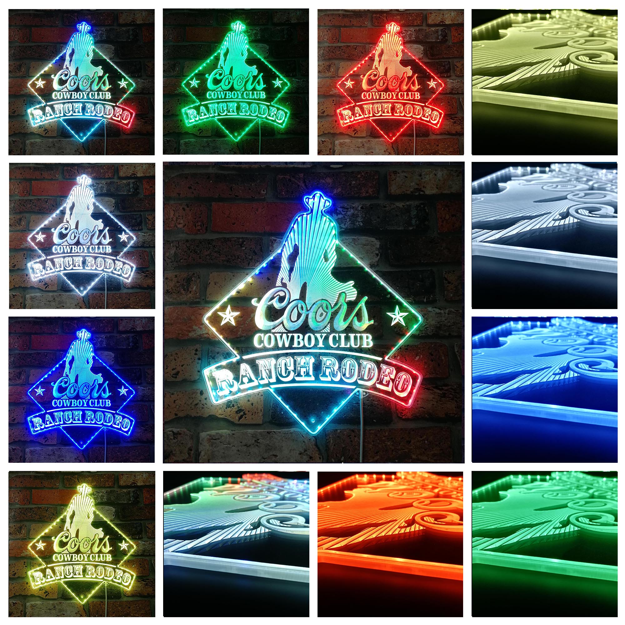 Coors Cowboy Club Ranch Rodeo Dynamic RGB Edge Lit LED Sign