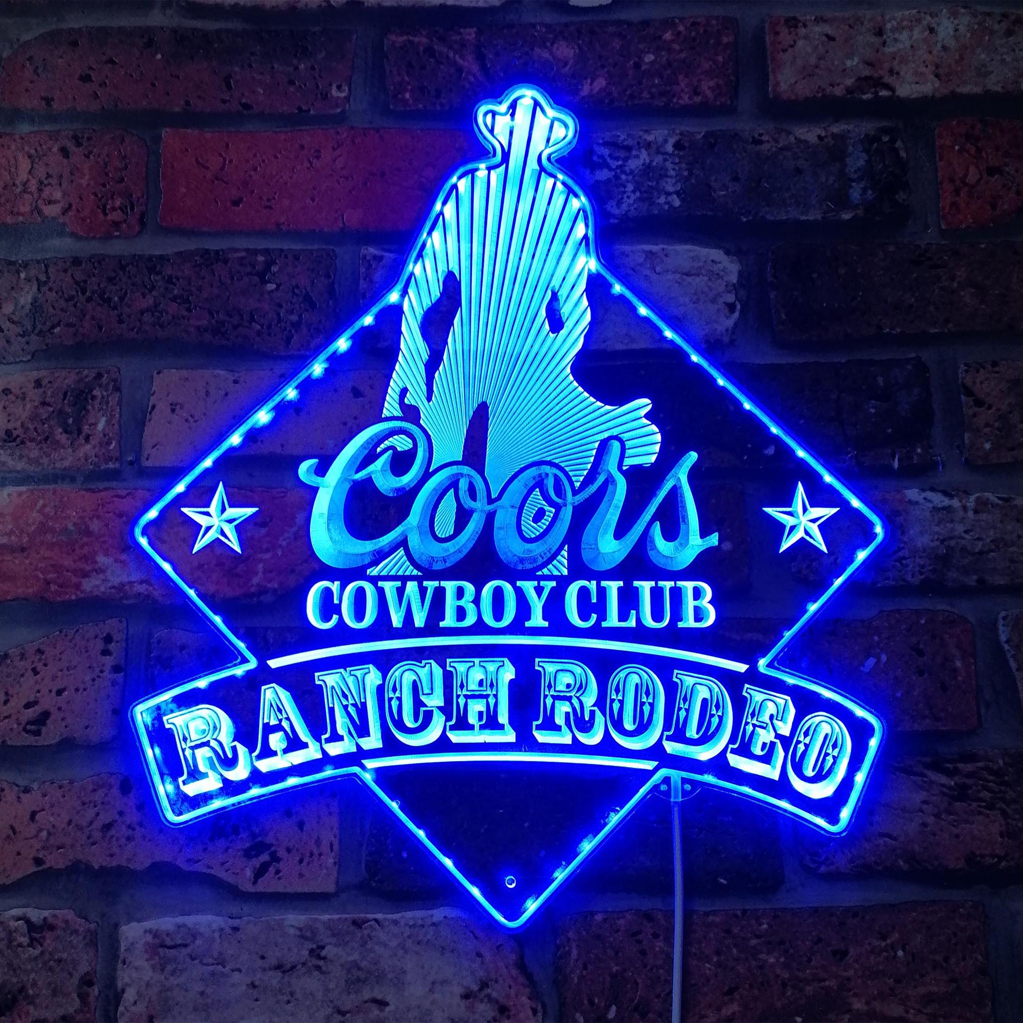 Coors Cowboy Club Ranch Rodeo Dynamic RGB Edge Lit LED Sign