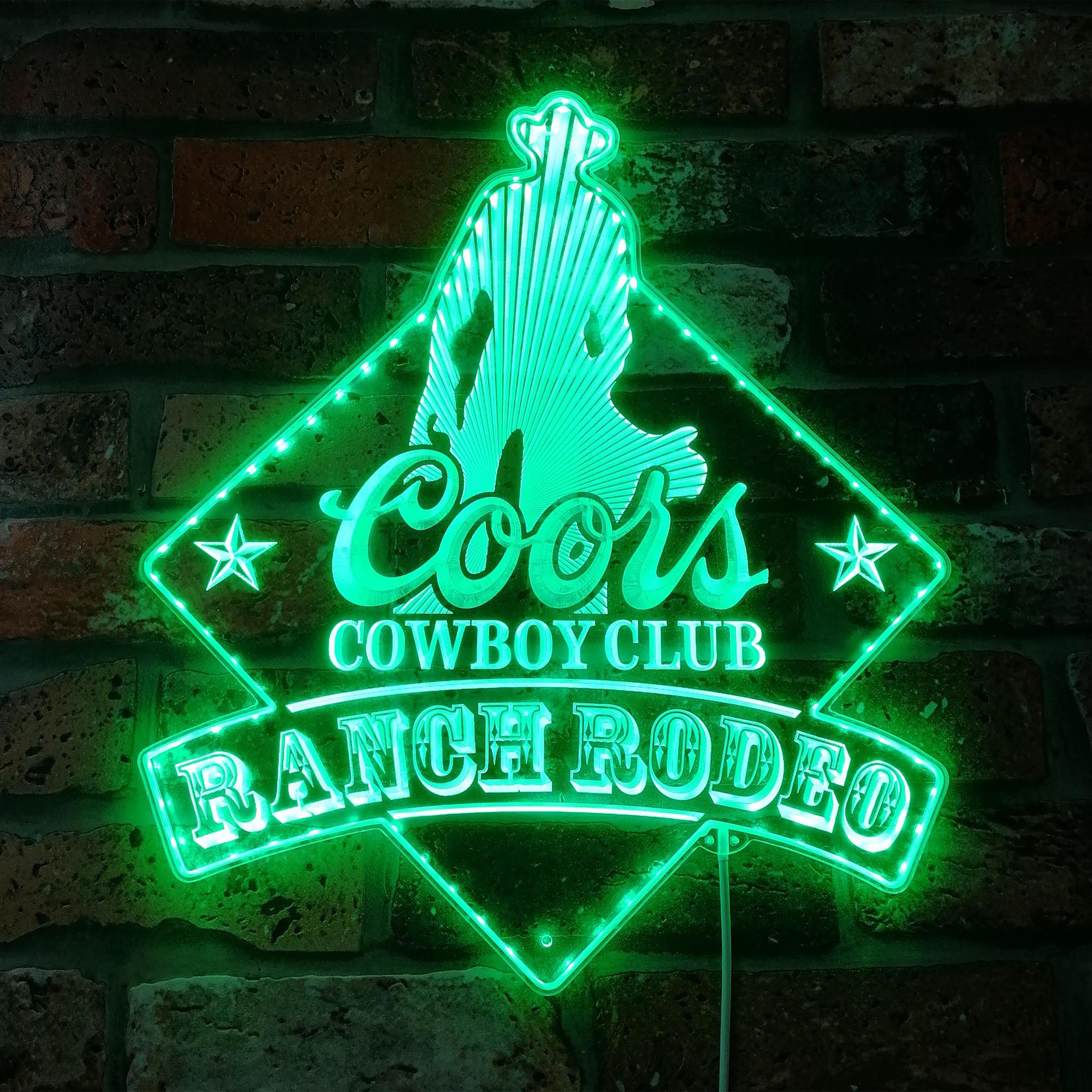 Coors Cowboy Club Ranch Rodeo Dynamic RGB Edge Lit LED Sign