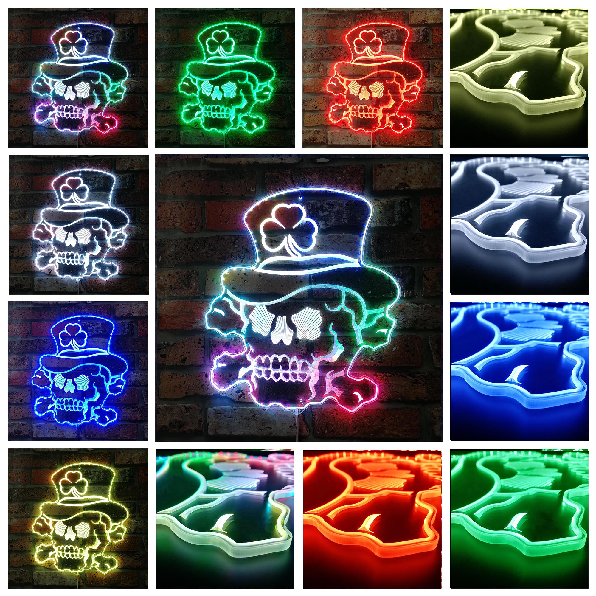 Irish Sugar Skull Dynamic RGB Edge Lit LED Sign