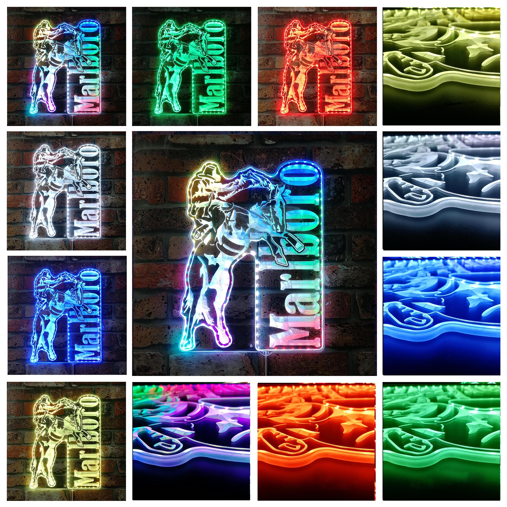 Marlboro Cowboy Dynamic RGB Edge Lit LED Sign