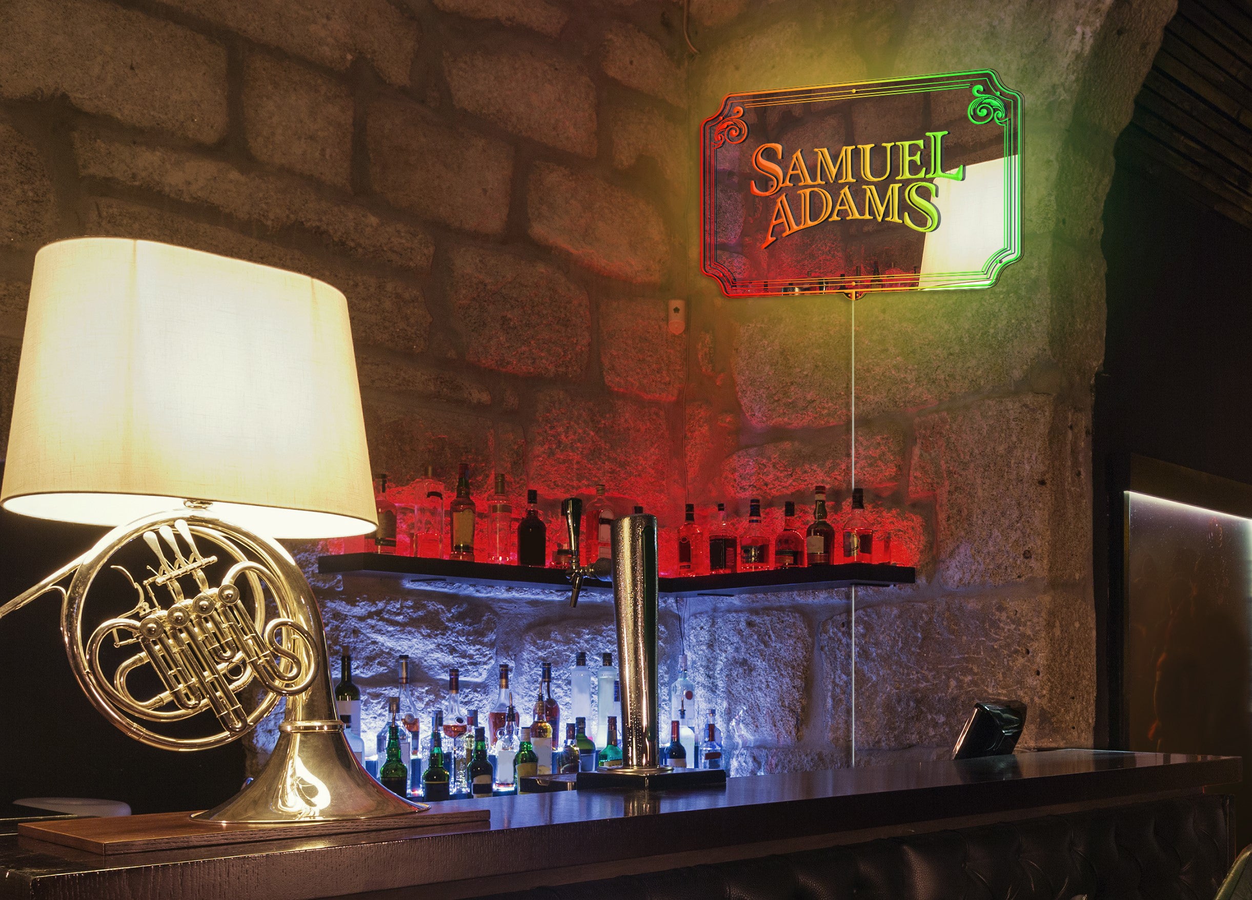 Samuel Adams RGB LED Neon Sign with Elegant Mirror Backing