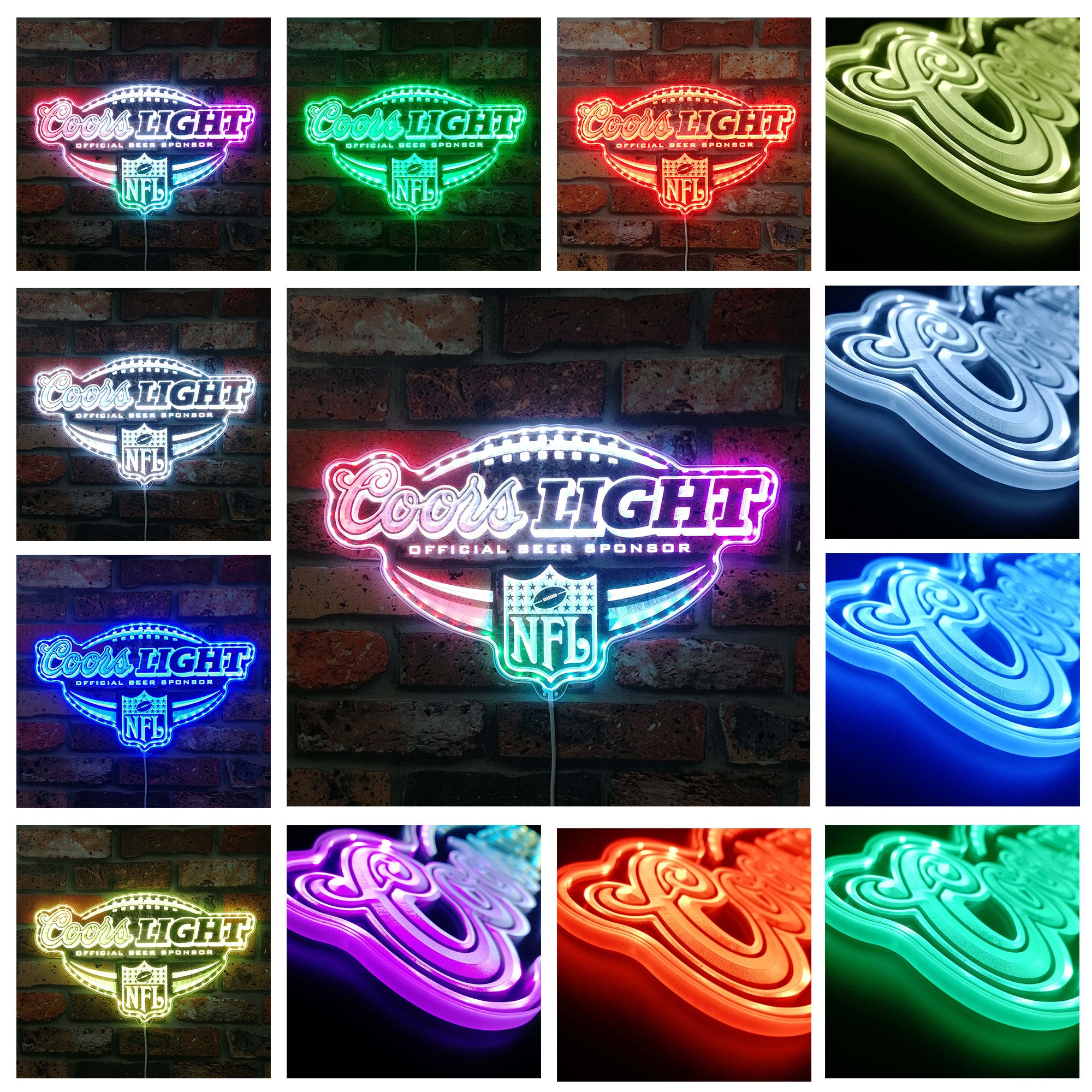 Coors Light NFL Football Dynamic RGB Edge Lit LED Sign