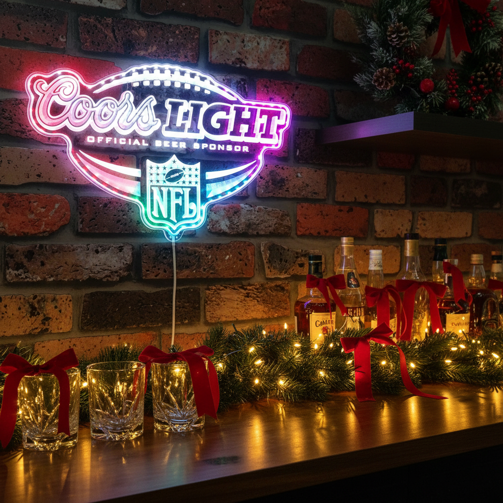 coors light beer nfl football helmet neon bar sign coors light nfl Dynamic RGB Edge Lit LED Sign