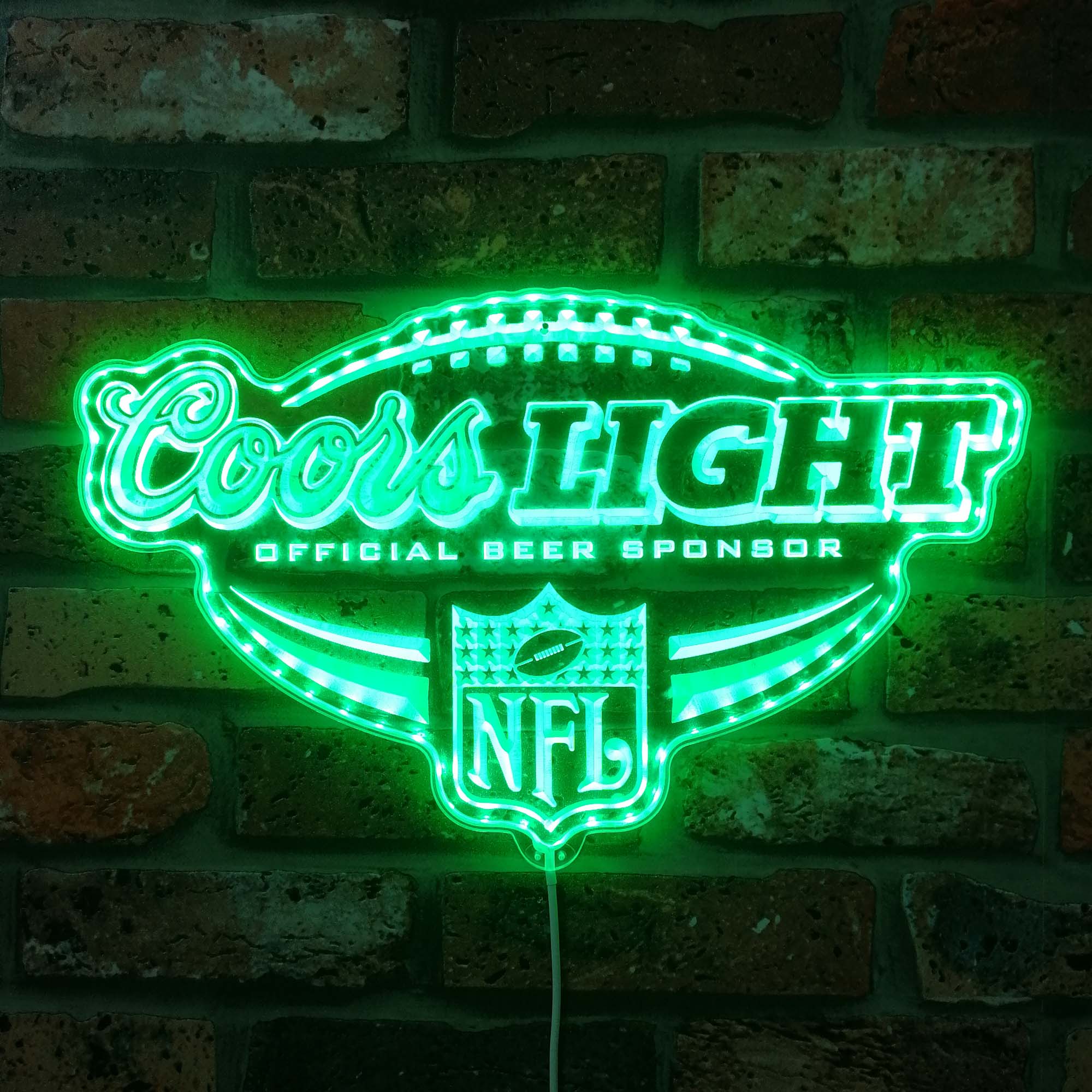 coors light beer nfl football helmet neon bar sign coors light nfl Dynamic RGB Edge Lit LED Sign