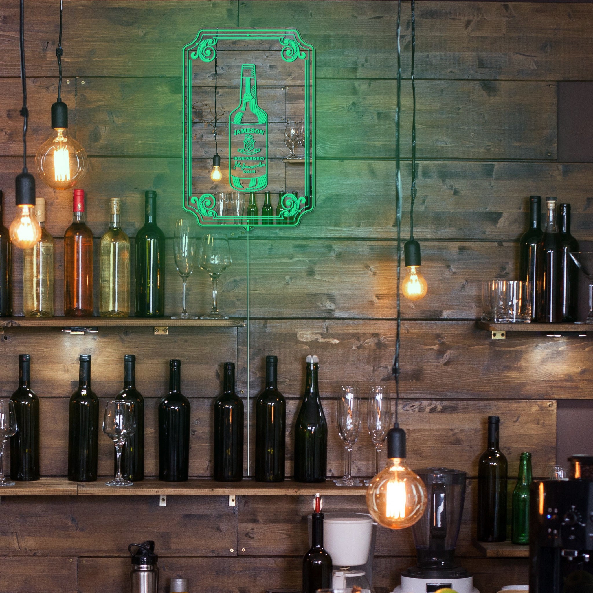 Jameson Irish Whiskey RGB LED Neon Sign with Elegant Mirror Backing