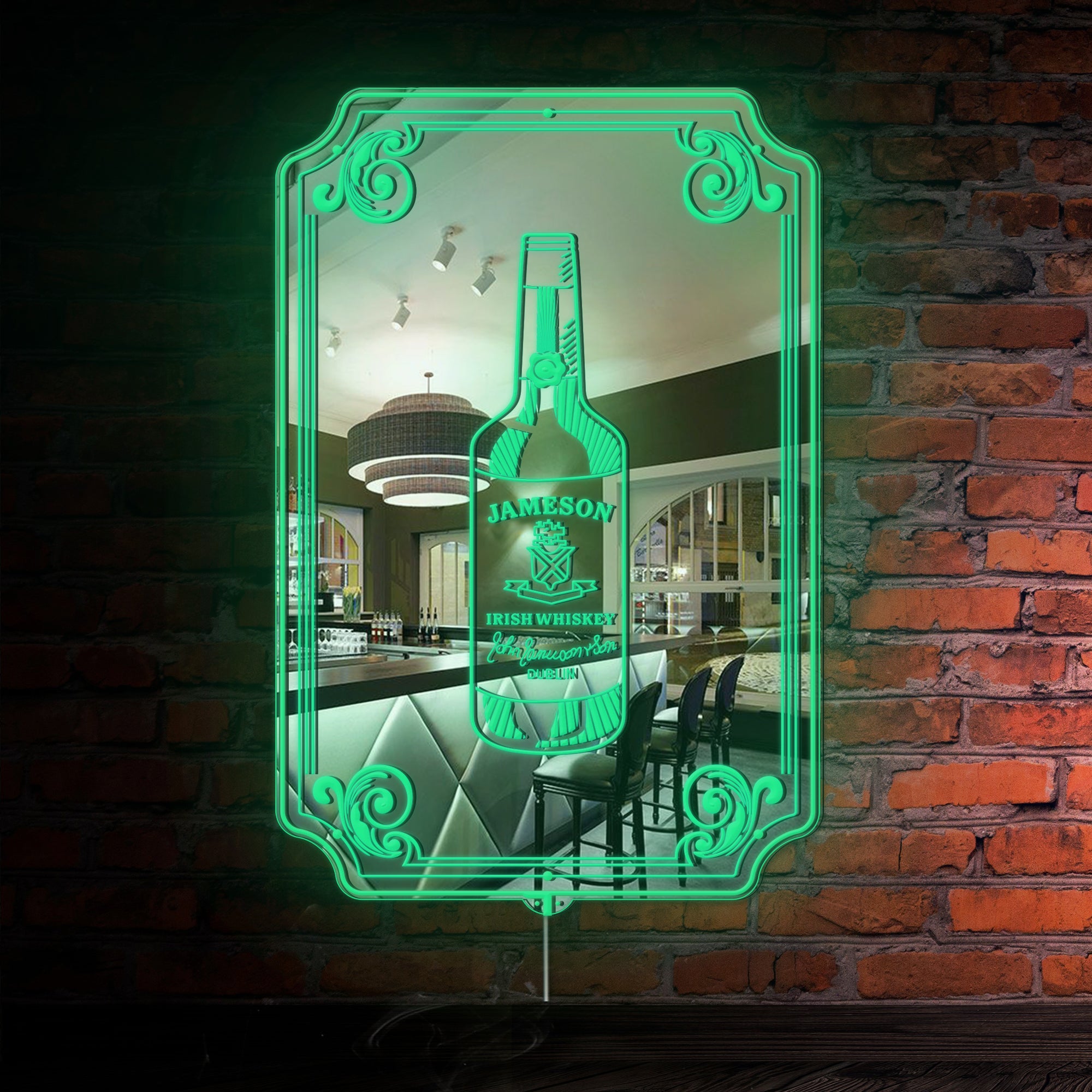 Jameson Irish Whiskey RGB LED Neon Sign with Elegant Mirror Backing
