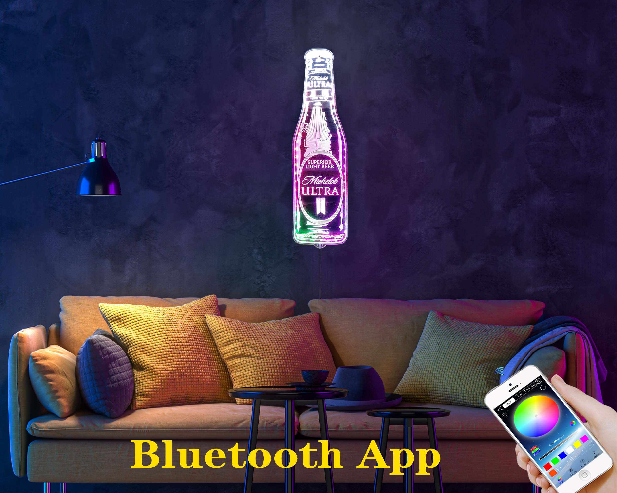 michelob ultra Bottle Dynamic RGB Edge Lit LED Sign