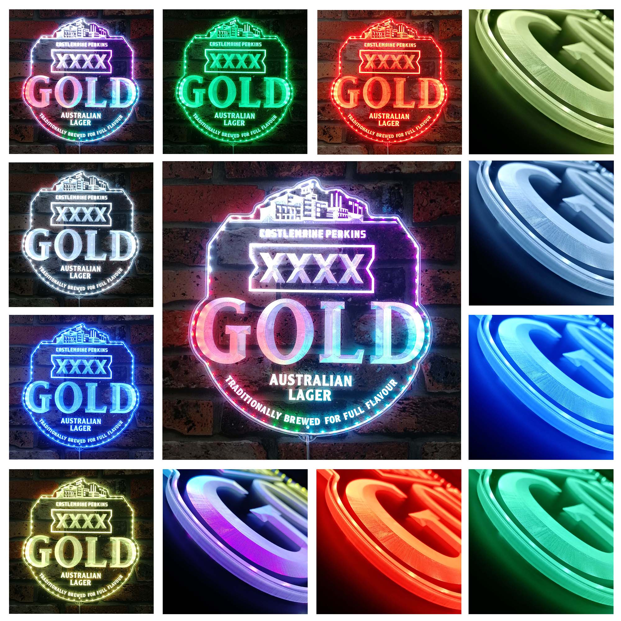 XXXX Gold beer Dynamic RGB Edge Lit LED Sign