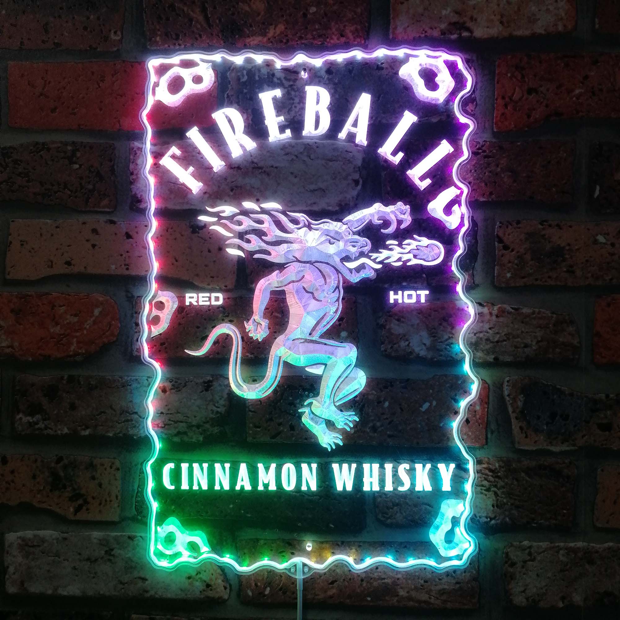 Fireball Whisky Dynamic RGB Edge Lit LED Sign