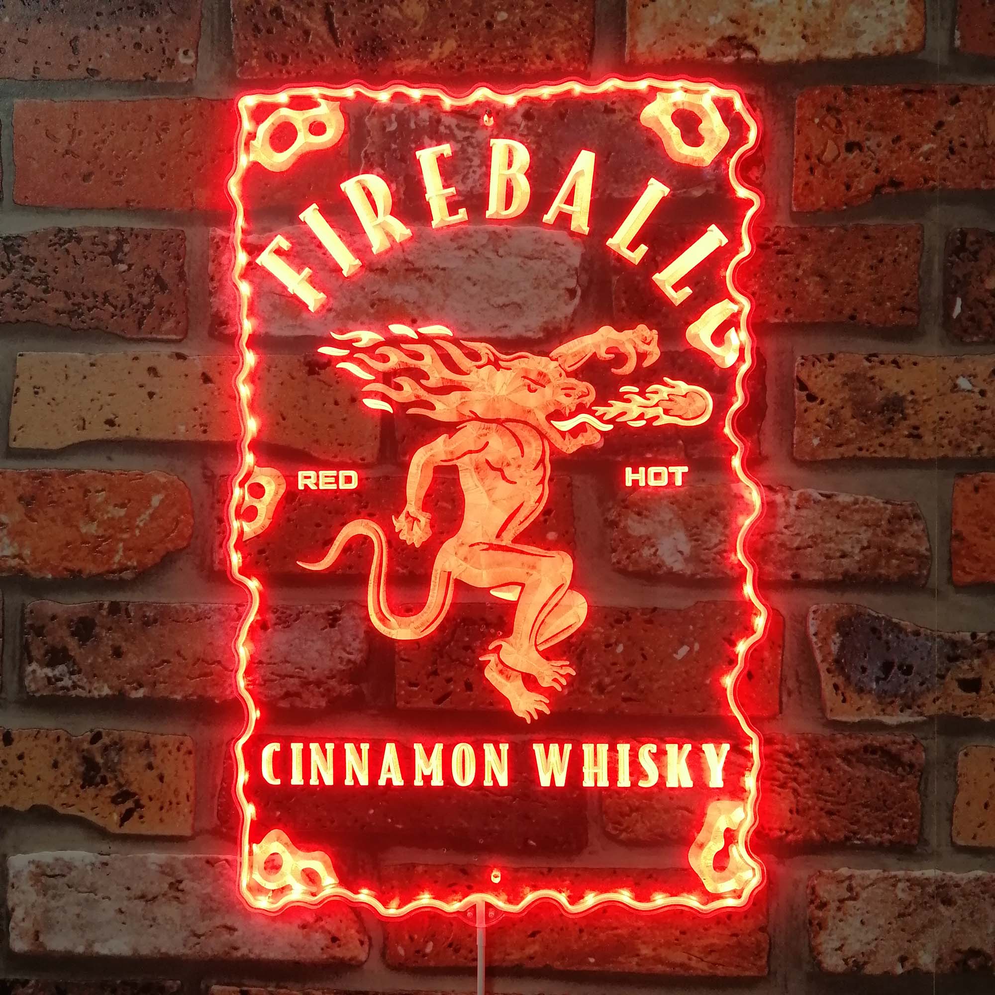 Fireball Whisky Dynamic RGB Edge Lit LED Sign