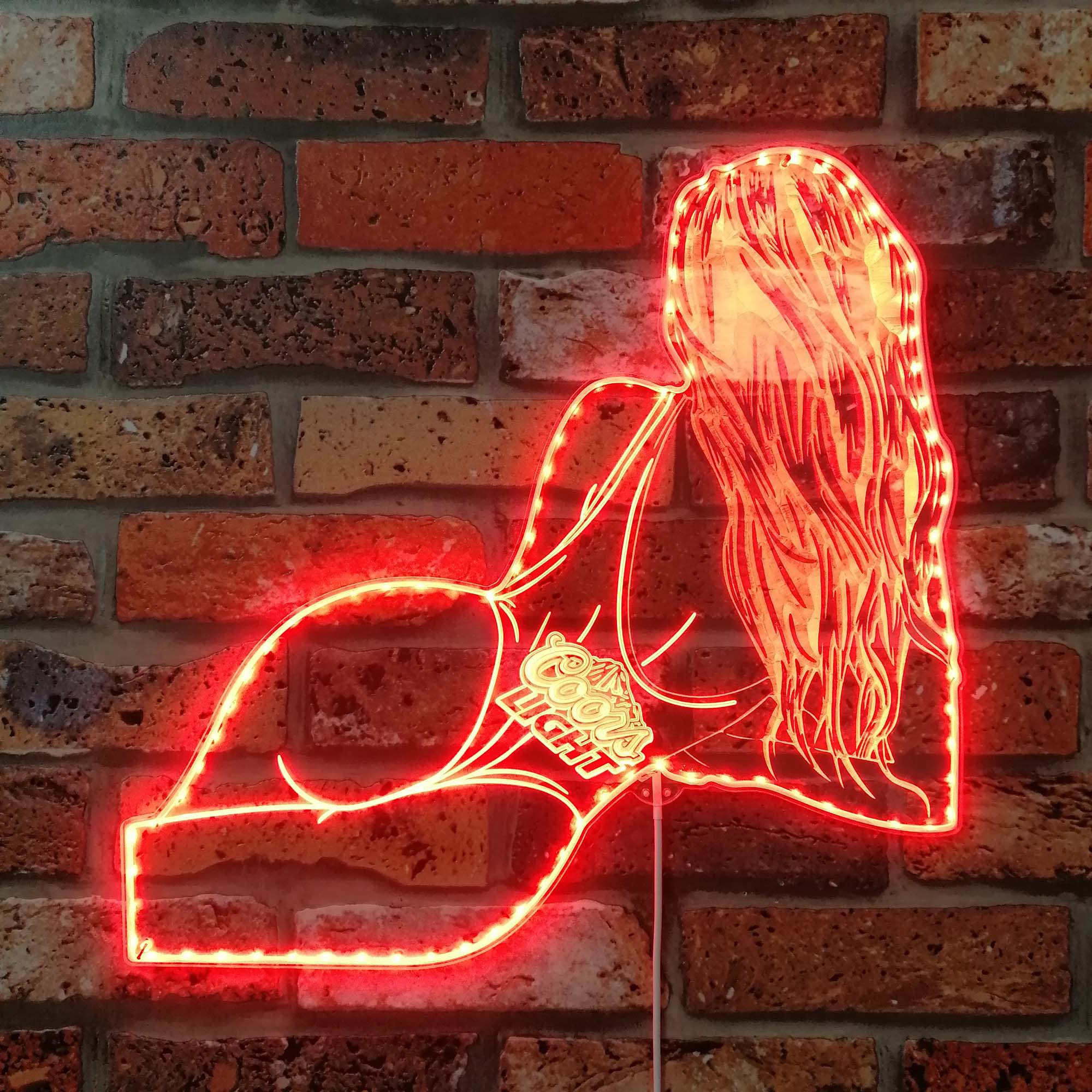 Coors Beer Bikini Lady Back Dynamic RGB Edge Lit LED Sign