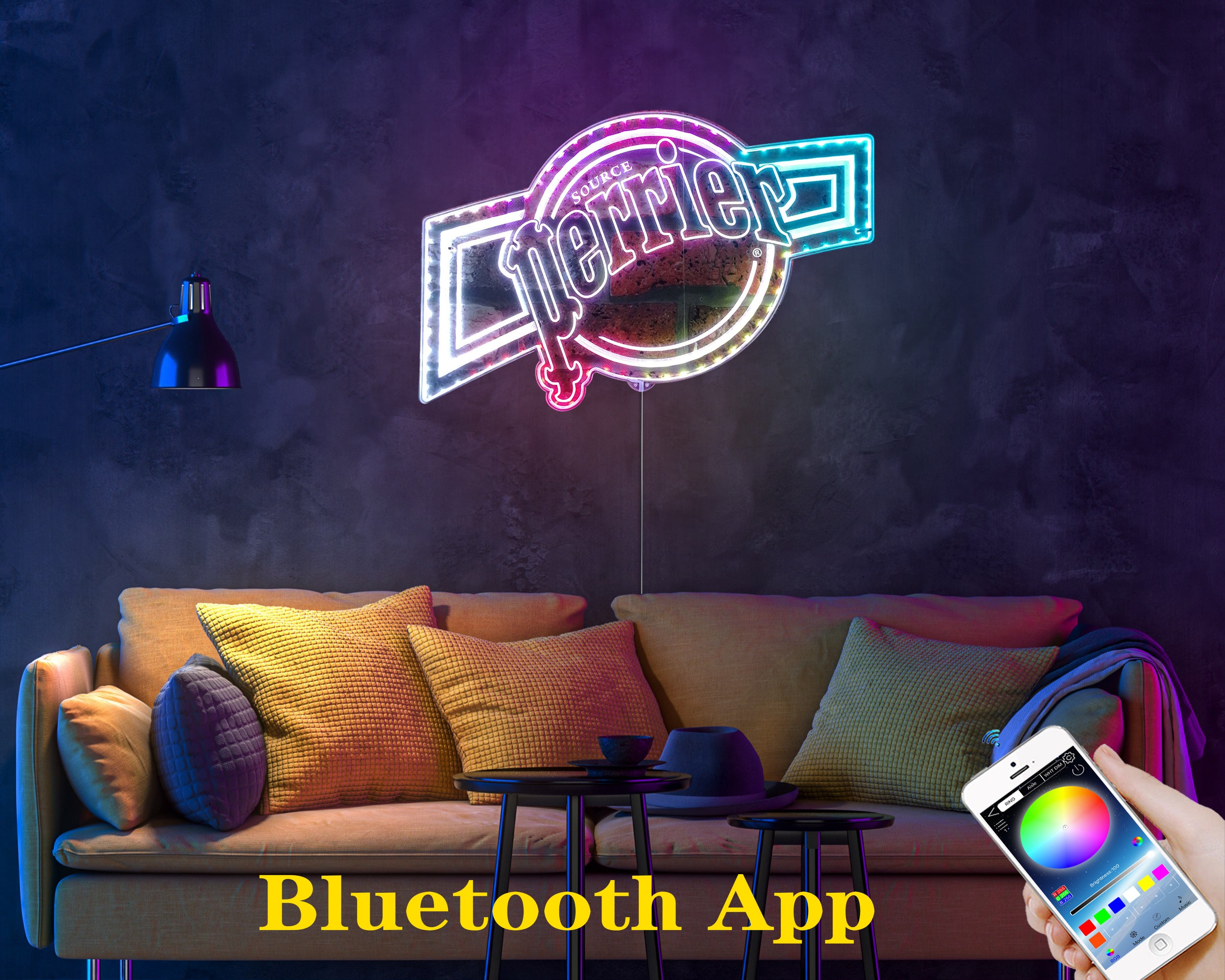 Perrier Source Neon LED Sign with Dynamic RGB Colors