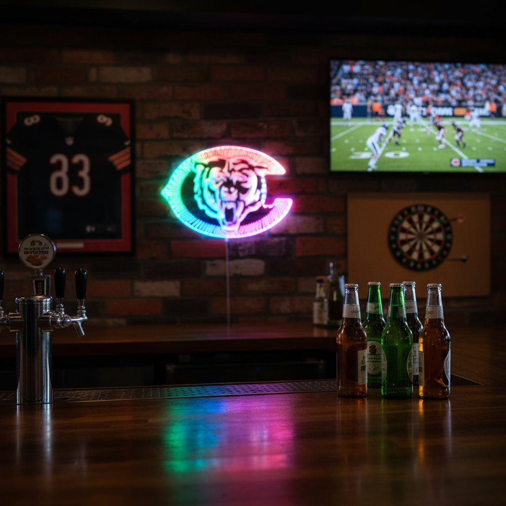 Chicago Bears Neon LED Sign with Dynamic RGB Colors