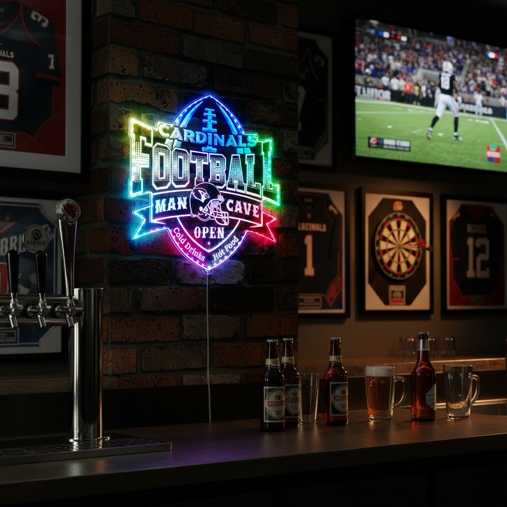 Arizona Cardinals Man Cave Neon LED Sign with Dynamic RGB Colors