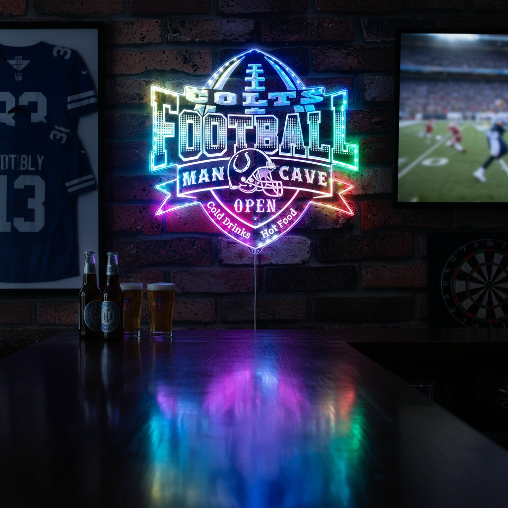 NFL Indianapolis Colts Football Club Neon LED Sign with Dynamic RGB Colors