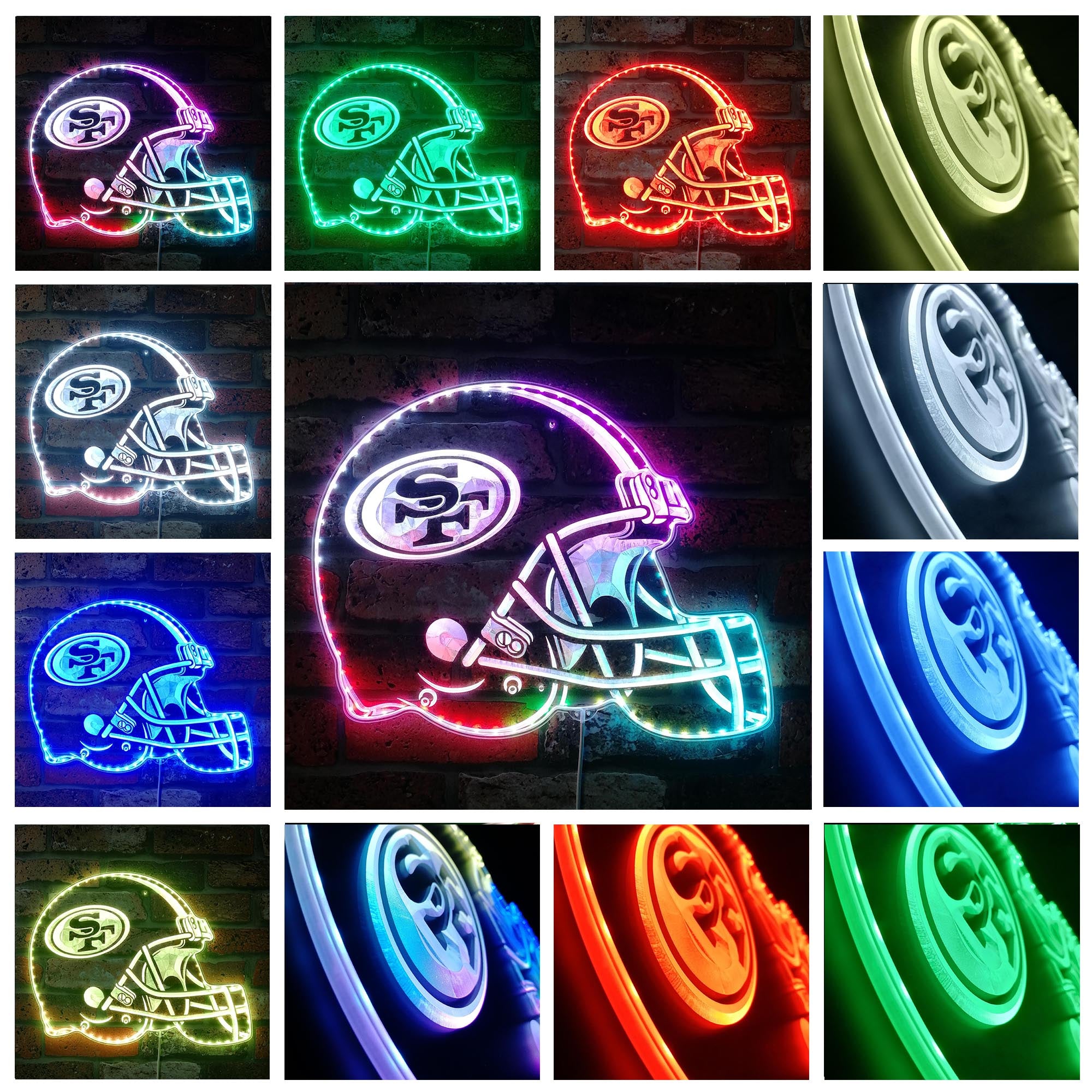 San Francisco 49ers Helmet Dynamic RGB Edge Lit LED Sign