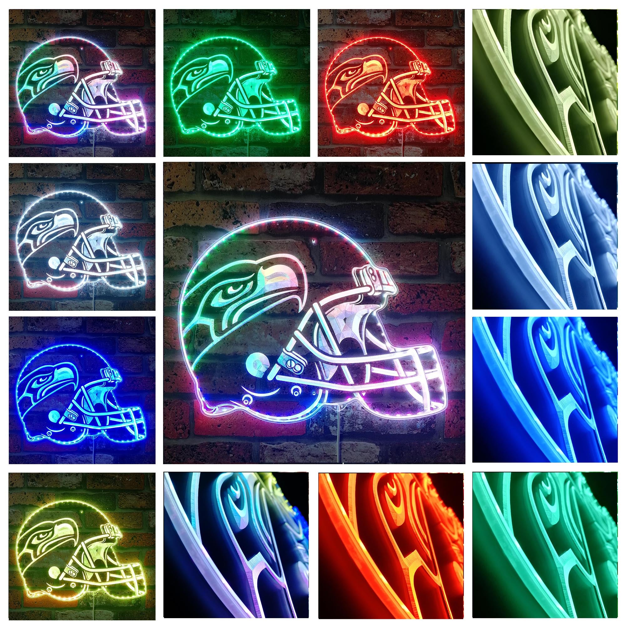 NFL Seattle Seahawks Football Dynamic RGB Edge Lit LED Sign