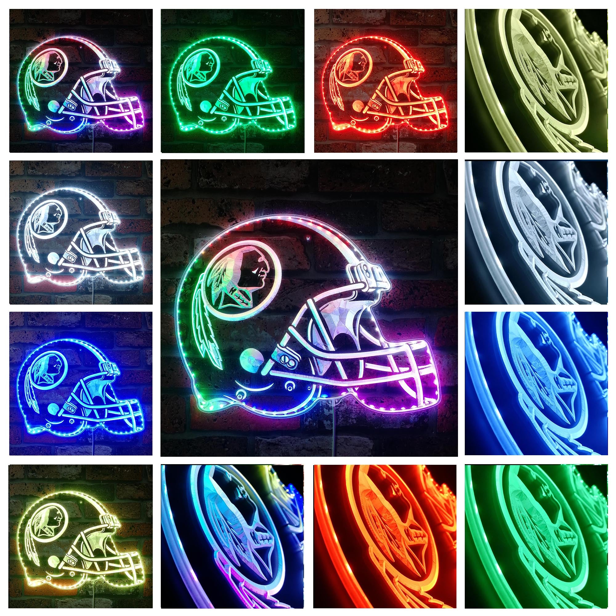 NFL Helmet Washington Dynamic RGB Edge Lit LED Sign