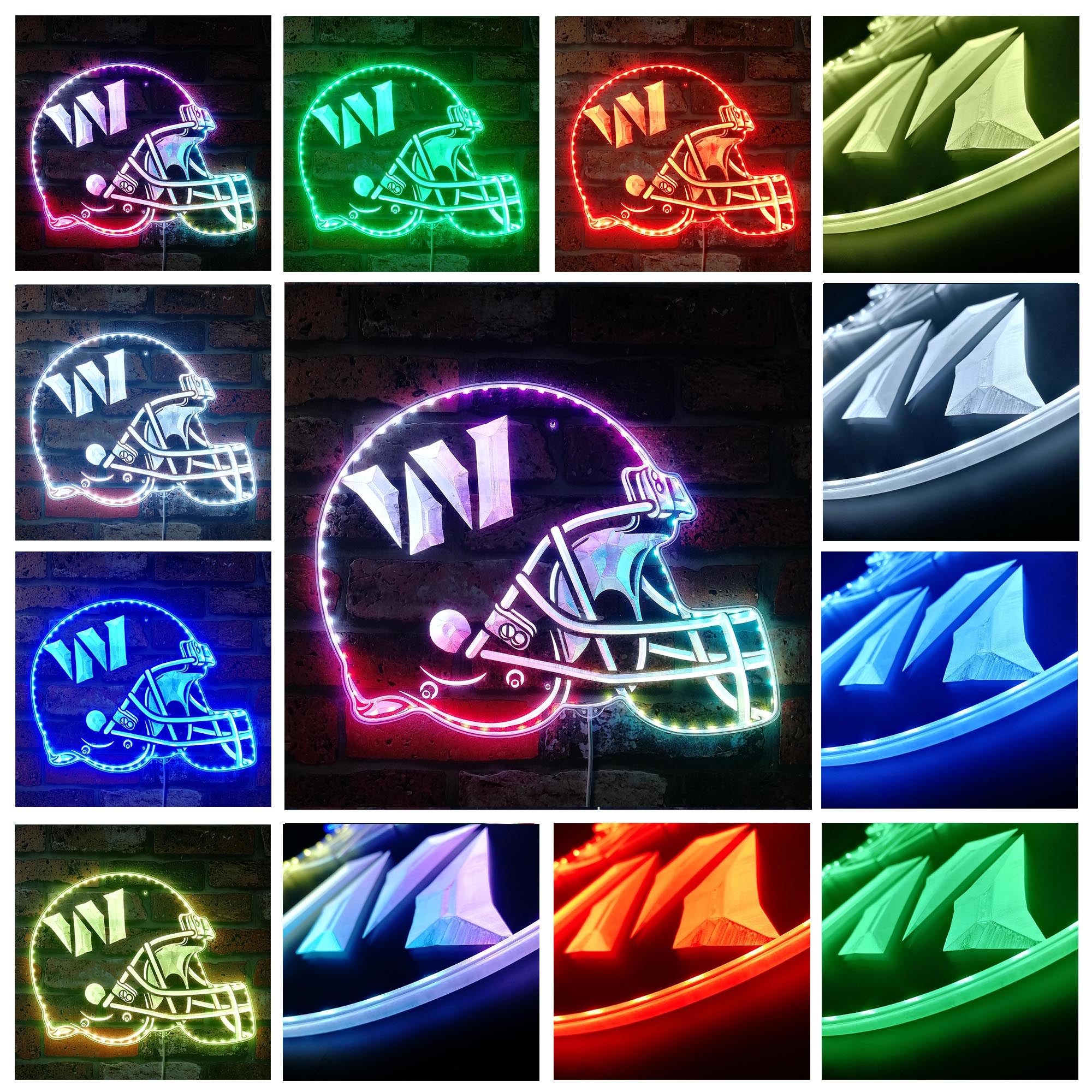 NFL Washington Commanders Helmet Dynamic RGB Edge Lit LED Sign