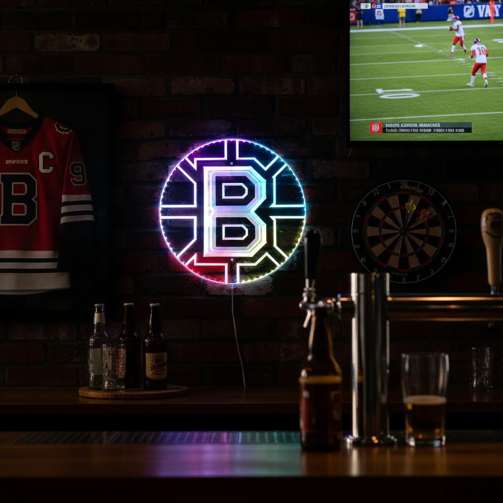 Boston Bruins Neon LED Sign with Dynamic RGB Colors