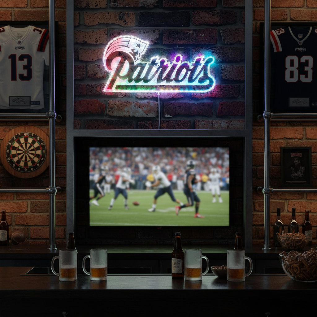 New England Patriots Neon LED Sign with Dynamic RGB Colors