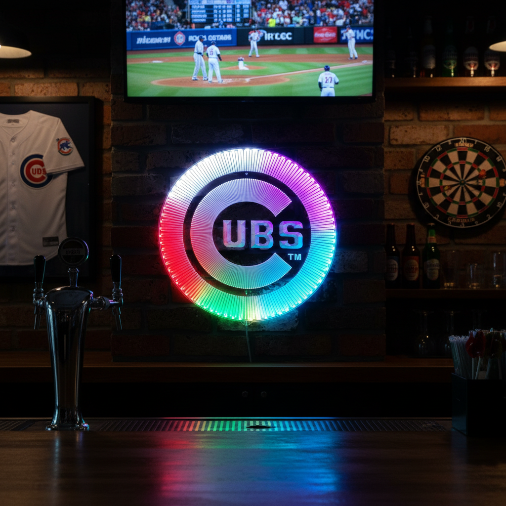 Chicago Cubs Neon LED Sign with Dynamic RGB Colors