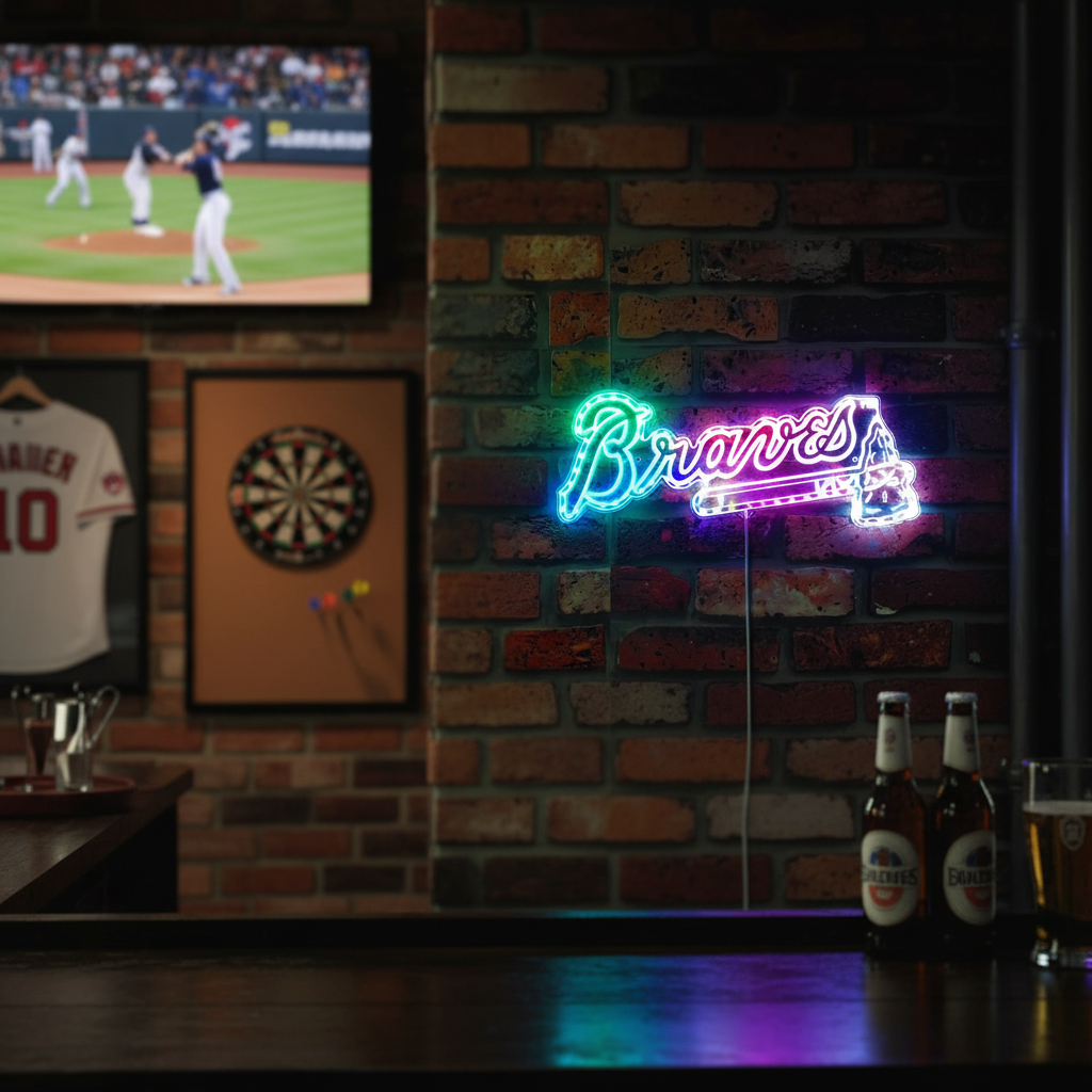 Atlanta Braves Neon LED Sign with Dynamic RGB Colors