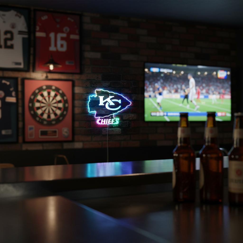 Kansas City Chiefs Neon LED Sign with Dynamic RGB Colors