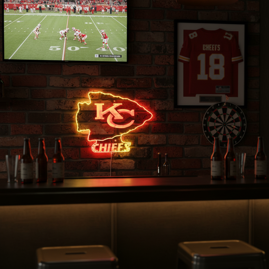 Kansas City Chiefs Neon LED Sign with Dynamic RGB Colors