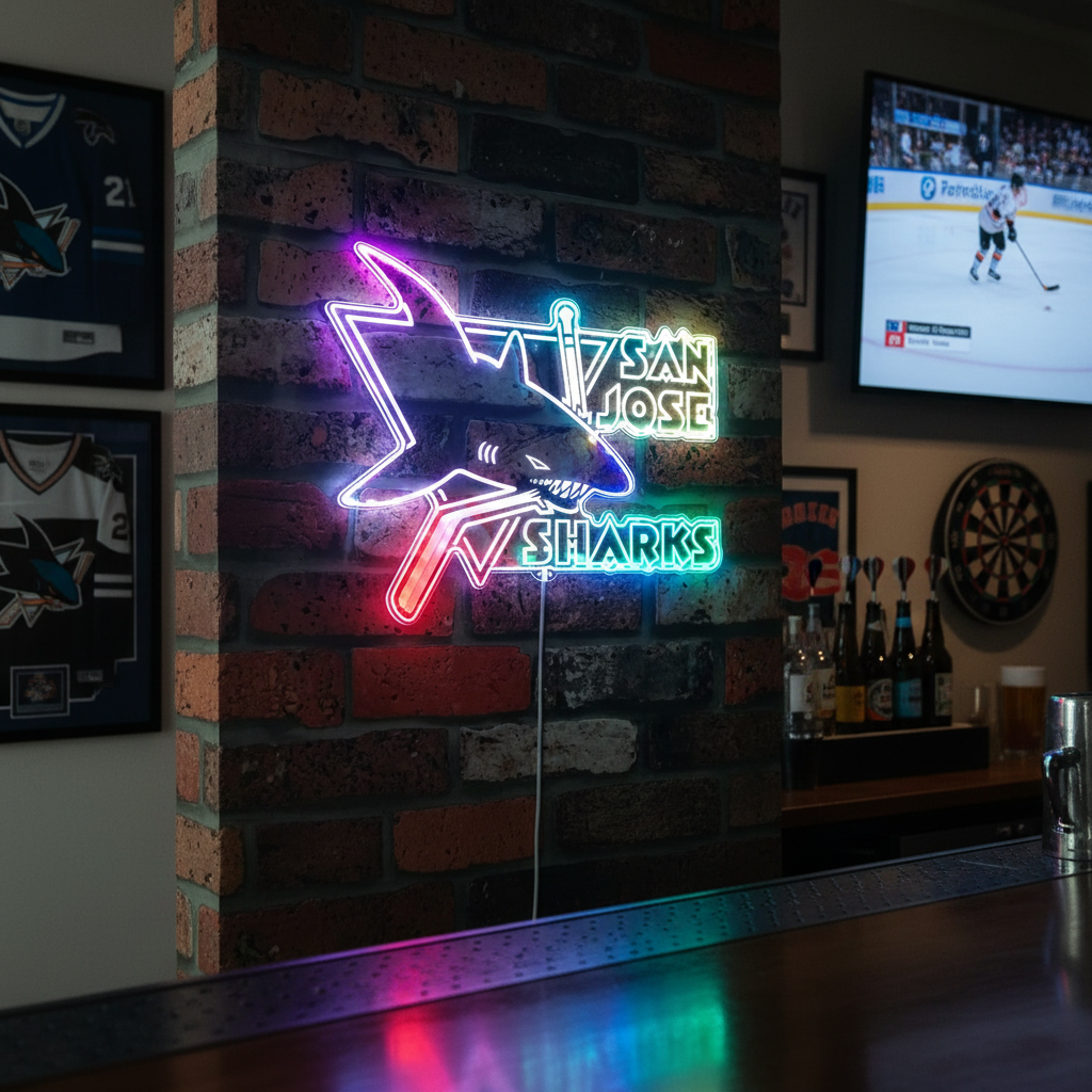 San Jose Sharks Neon LED Sign with Dynamic RGB Colors