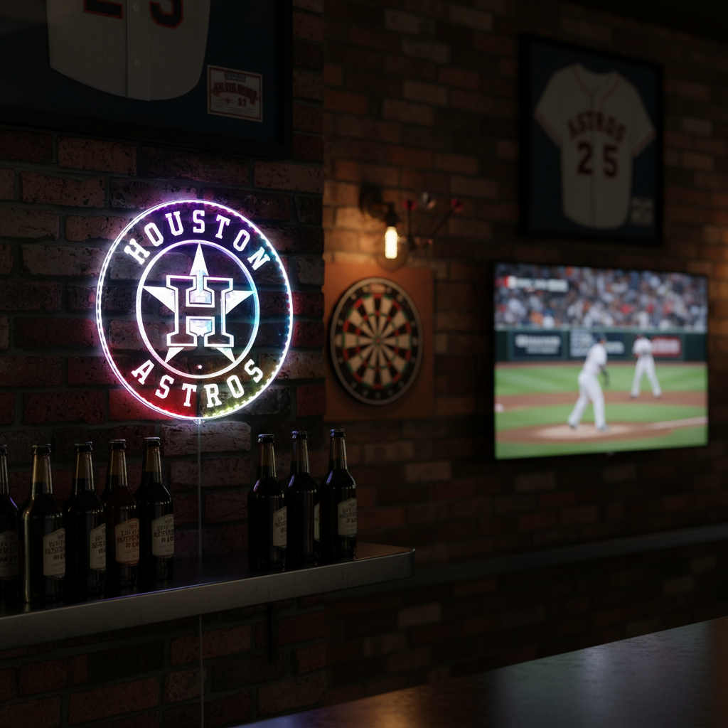 Houston Astros Neon LED Sign with Dynamic RGB Colors