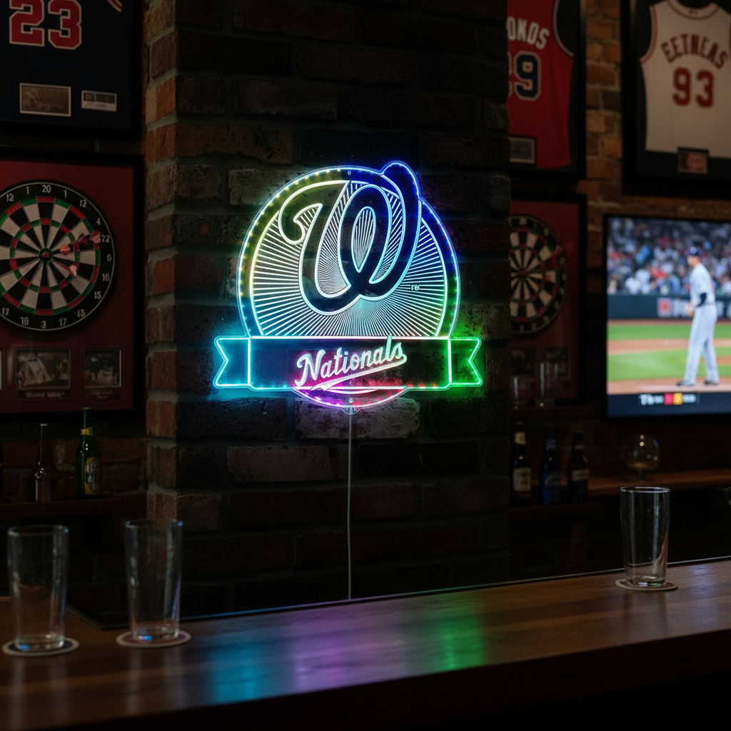 Washington Nationals Neon LED Sign with Dynamic RGB Colors