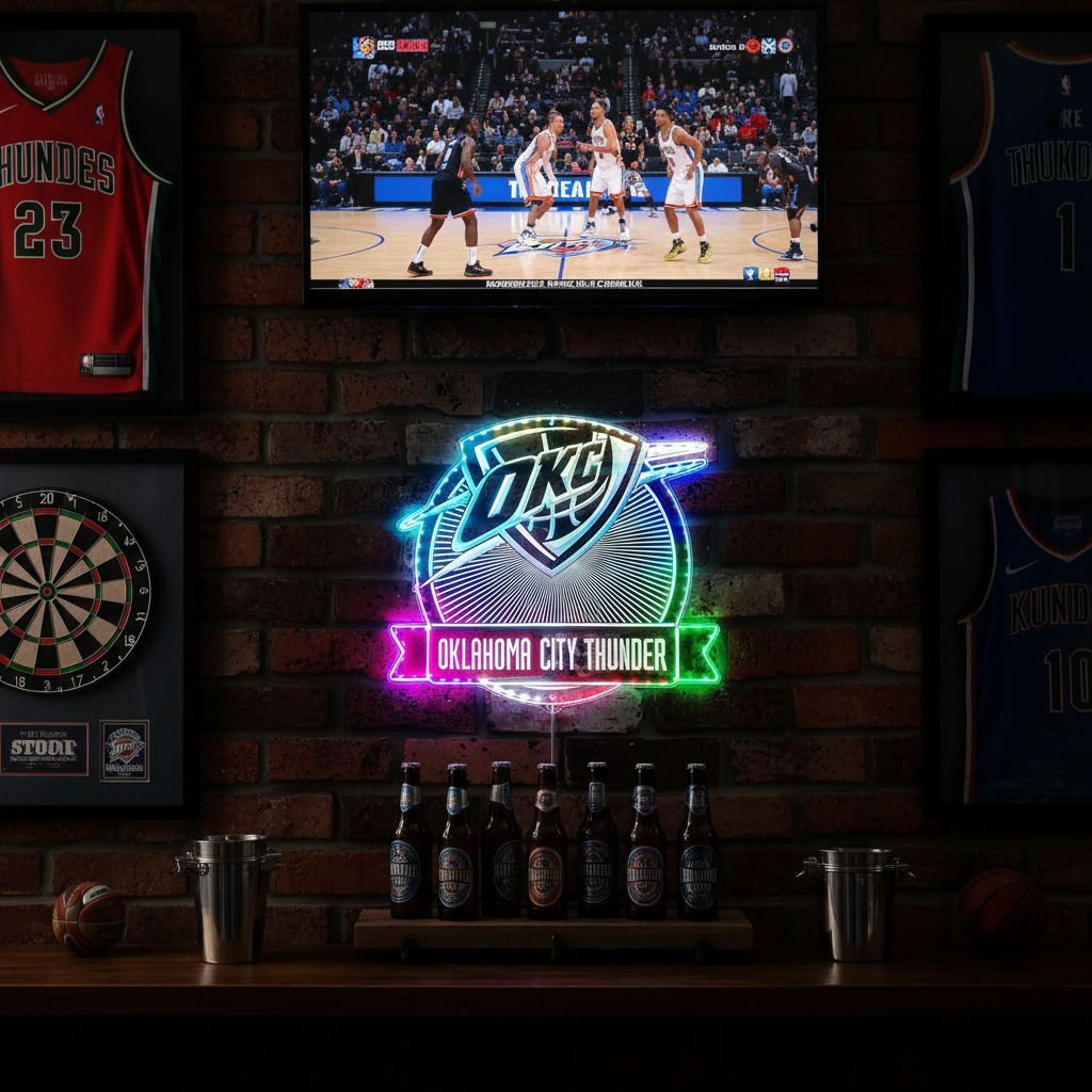 Oklahoma City Thunder Neon LED Sign with Dynamic RGB Colors