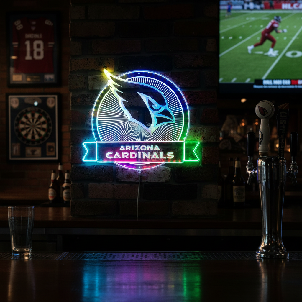 Arizona Cardinals Neon LED Sign with Dynamic RGB Colors