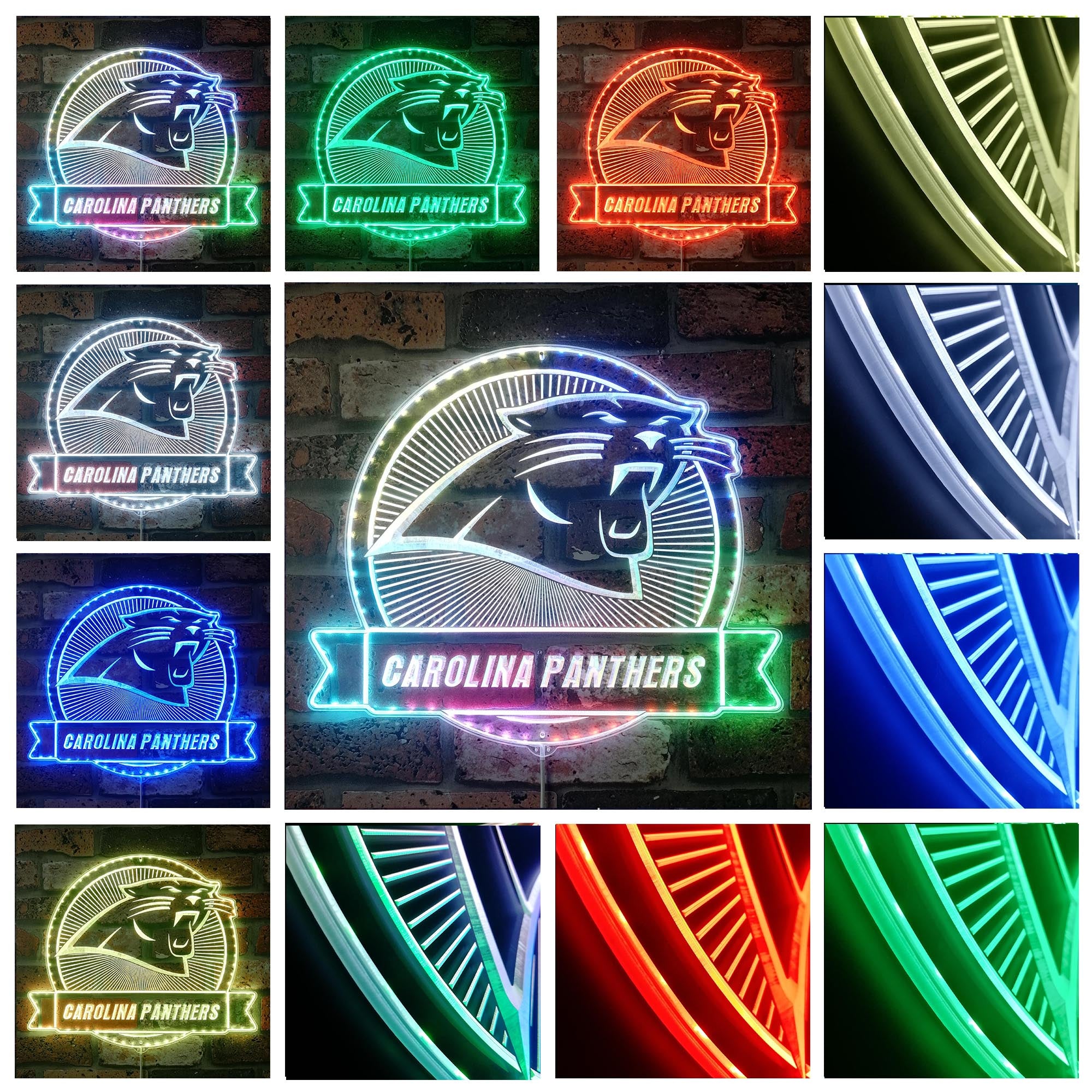 Carolina Panthers Dynamic RGB Edge Lit LED Sign