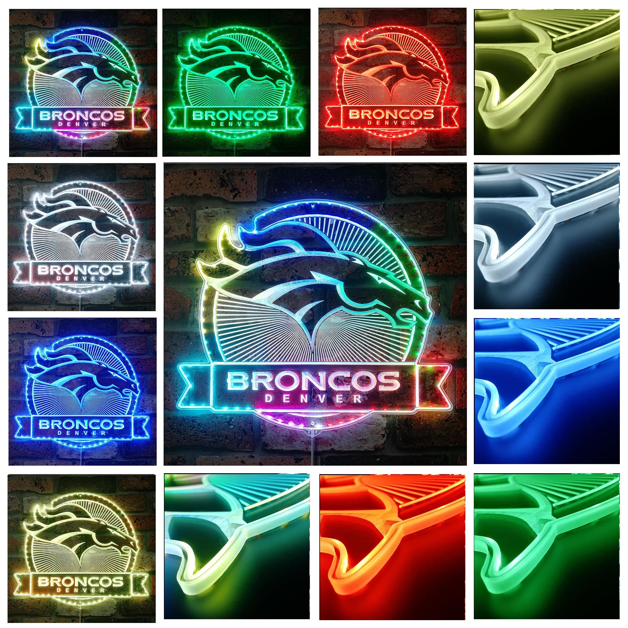 Denver Broncos Dynamic RGB Edge Lit LED Sign