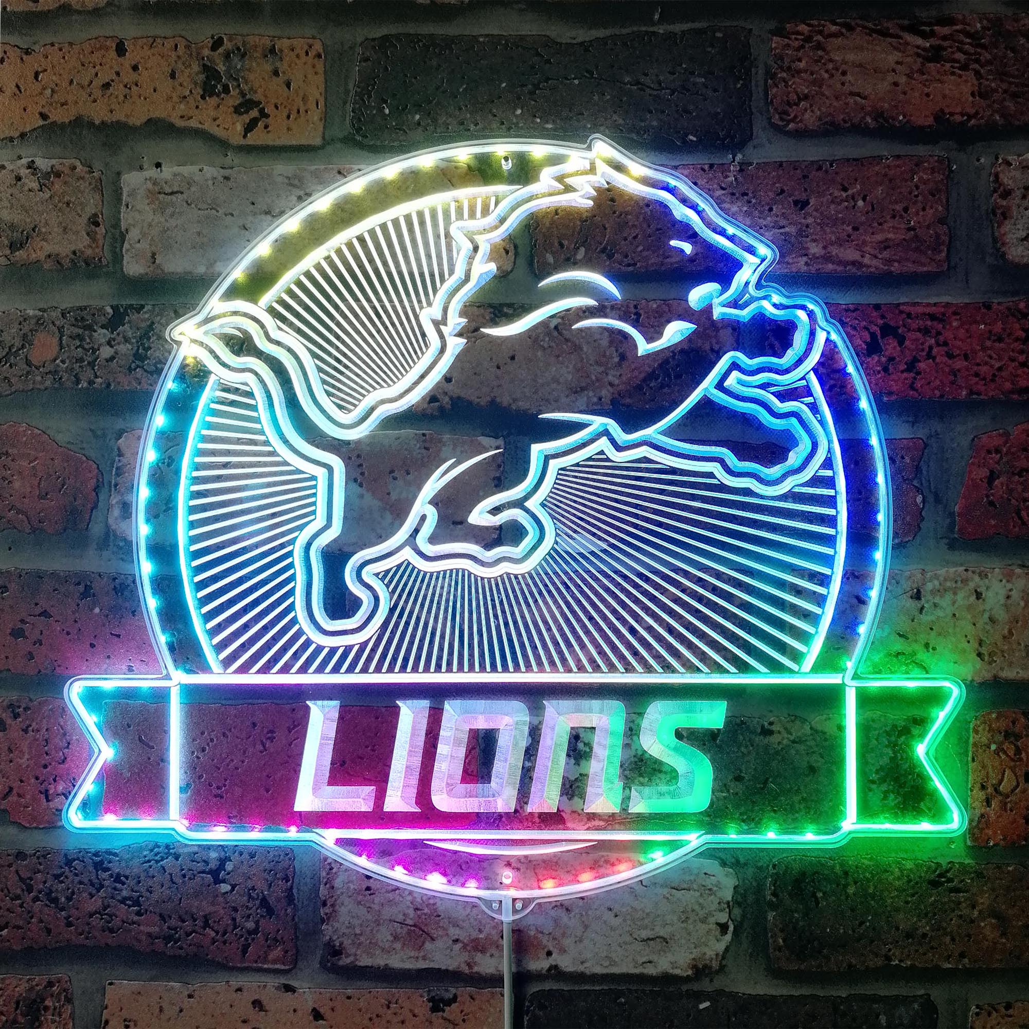 Detroit Lions Dynamic RGB Edge Lit LED Sign