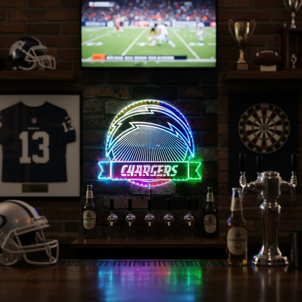 Los Angeles Chargers Neon LED Sign with Dynamic RGB Colors