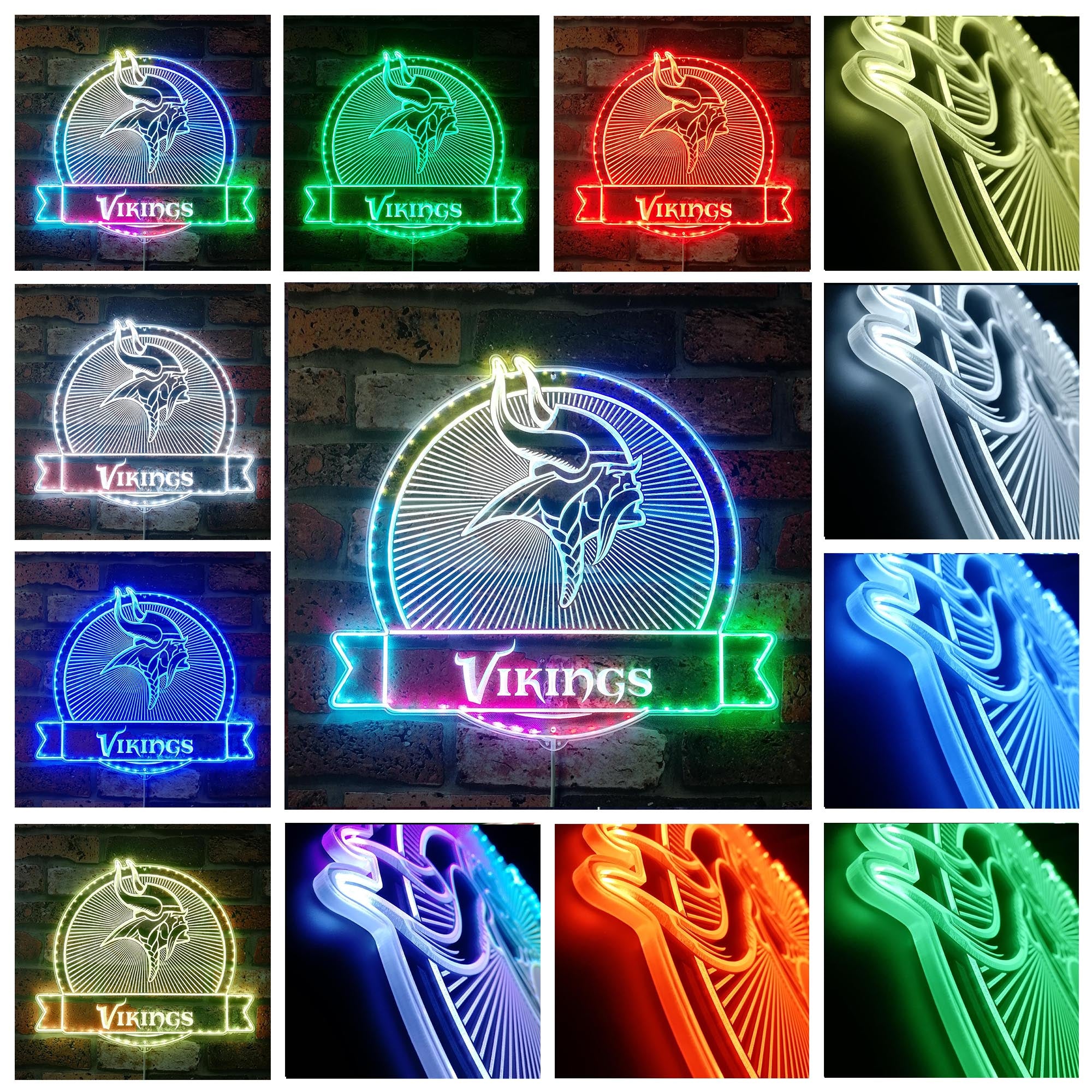 Minnesota Vikings Dynamic RGB Edge Lit LED Sign