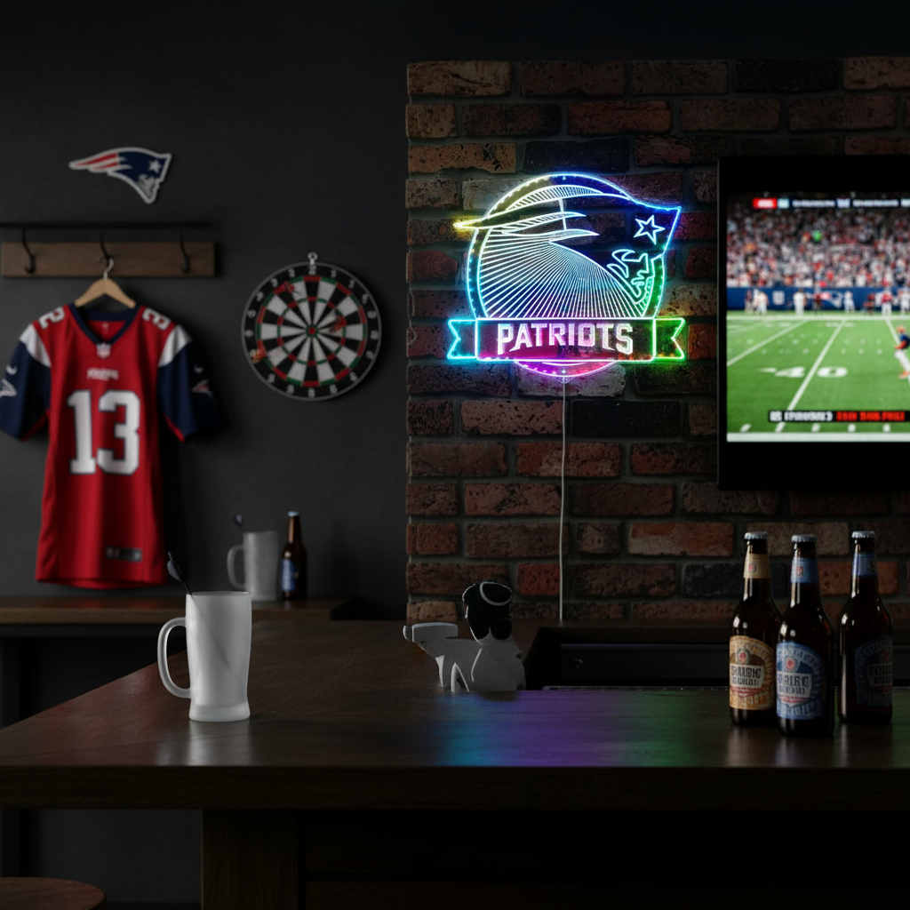 New England Patriots Neon LED Sign with Dynamic RGB Colors